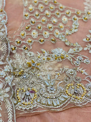 Celestial Grace – Light Peach Embroidered Saree by Maryam by Rania